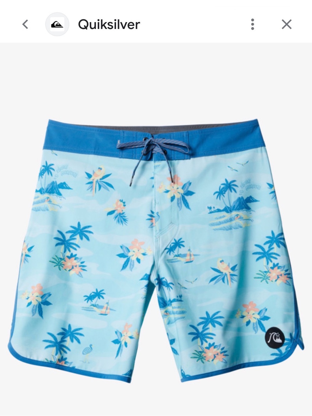 Quiksilver Highline Surf Silk Blue Printed Board Shorts, 36